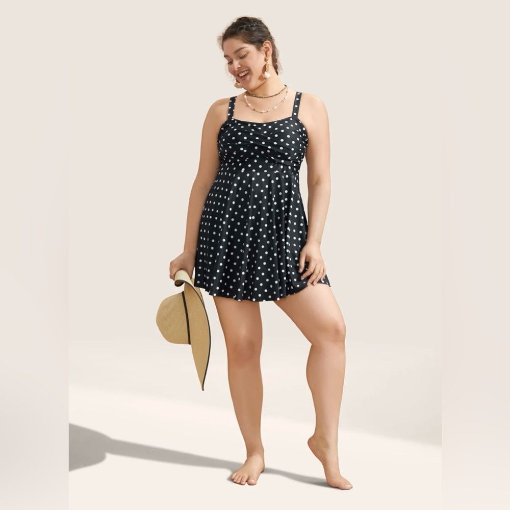 BloomChic Black and White Polka Dot Swim Dress